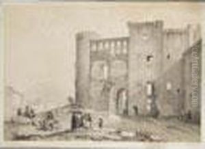 Vista Del Castillo De Alba De Tormes by Jenaro Perez Villamil