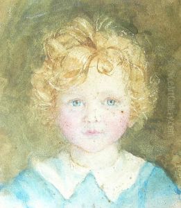 Portrait Study Of A Young Boy, Head And Shoulders With Fair Curling Hair by Blanche Jenkins
