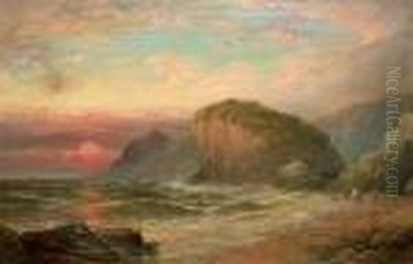 Coastal View With Wreckers At Sunset - view 1