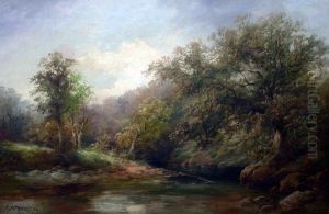 Romantisches Waldinneres Mit Bachlauf by George Henry Jenkins