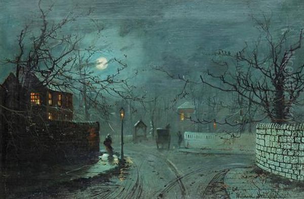 A Moonlit Street Scene - view 1