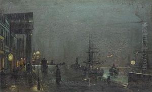 Moonlit Port Scene by Wilfred Jenkins