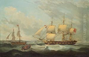 A British Man O' War Offshore With Othershipping