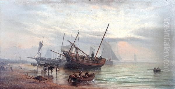 Eventide With Beached Fishing Vessels - view 1