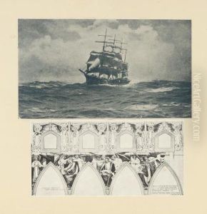 Sailing Ship And Church Wall Design by Humphrey Jennings