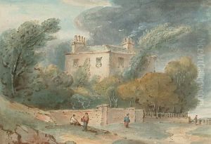 Figures Outside A Georgian House, Hampstead by William George Jennings
