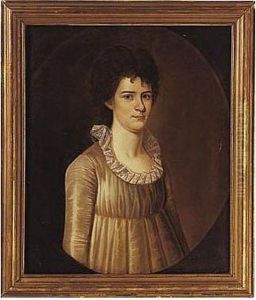 Portrait Of Young Lady In Gray-green Empire Dress: A Portrait Of Miss Ashley by William Jennys
