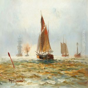 Ships At Sea By A Lightship
