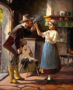 Interior Scene by Carl Christian Oluf Jensen