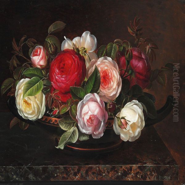 Various Roses In A Greek Bowl - view 1