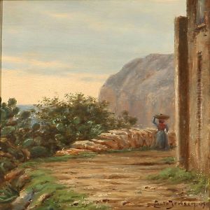 Italian Mountain Landscape by Louis Isak Napoleon Jensen