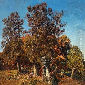 Landscape With People By A Tree by Peder Vilhelm Jensen-Klint