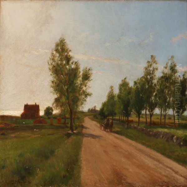 A Country Road With A Horsecart - view 1