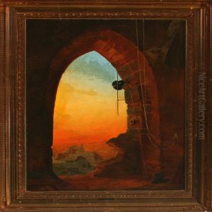 View Of Ruins Through A Gothic Doorway by Morten Jepsen