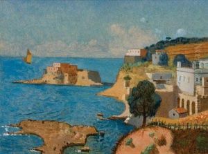 Marina Di Posillipo Con Isola Di Nisida by Gaetano Jerace