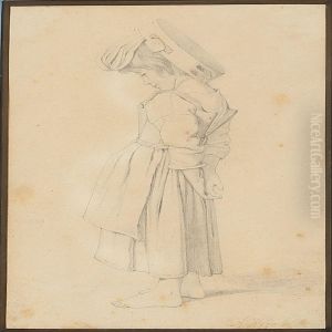 A Young Italian Woman And An Entrance To A Garden by Harald Jerichau