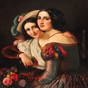 Two Young Italian Women Dressed In Colourful Gowns For The Carnival