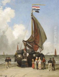 Figures By A Fishing Boat On The Shore