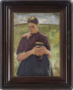 Portrait Of A Girl, Half-length, In A Field Holding A Jug Portrait Of A Girl, Half-length, In A Field Holding A Jug