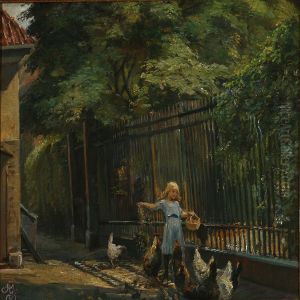 A Girlfeeding Chickens by Anne Marie Jespersen