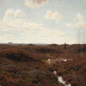Danish Moorland View With A Hunter by Henrik Gamst Jespersen