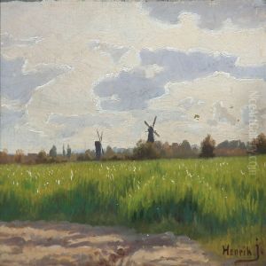 Landscape With Mills In The Horizon by Henrik Gamst Jespersen