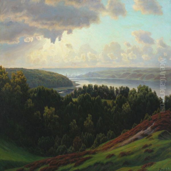 View Of Vejle Fiord In The Evening Sun - view 1