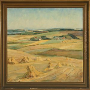 Landscape With Haycocks by Knud Jespersen