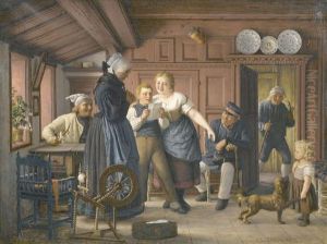 Bauernstube Mit Familie by Carl Ludwig Jessen