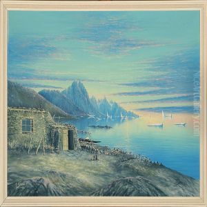 Costal Scene From Greenlandat Sunset by Jes Jessen