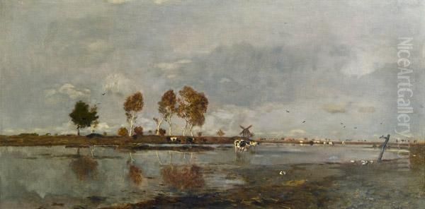 Flusslandschaft Mit Weidevieh - view 1