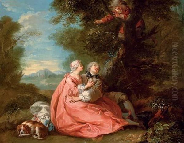 A Couple Surprised By A Figure In A Tree - view 1
