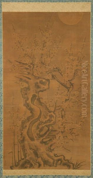 Depicting Prunus And Rockery In Moonlight - view 1
