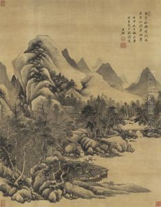Landscape In The Style Of Fan Kuan by Wang Jian