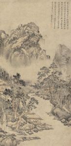 Pavilion By Bamboo And Stream After Huang Gongwang by Ju Jie
