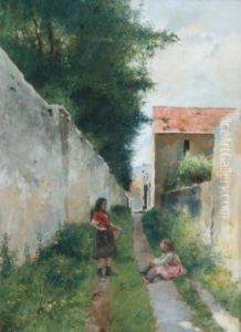 Conversation D'enfants Dans Un Village by Luis Jimenez Y Aranda