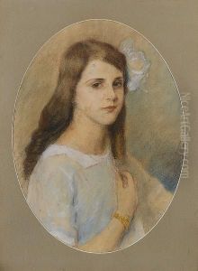 Portrait Of A Young Lady; Portrait Of A Girl, A Pair by Evangelos Joannidis