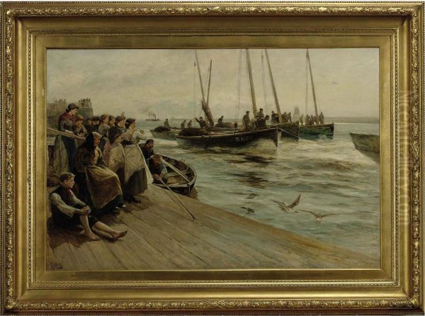 The Return Of The Fishing Fleet On The Tyne by Robert Jobling