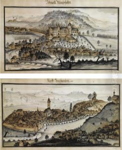 A Pair Of Views Of The Castles And Villages Of Beratzhausen And Munchshofen by Johann Georg Hammerl The Younger