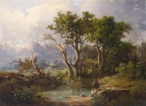 Landscape Withdecorative Figures by Heinrich, Hermann Johann