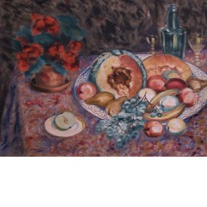 Still Life With Flowers, Fruit And Wine