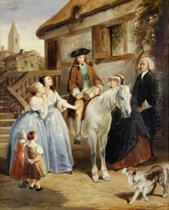 The Departure; Bad News, A Pair by Tony Johannot