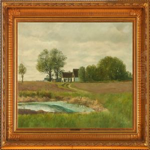 Landscape With A Farm Surrounded By Fields by Fridolin Johansen