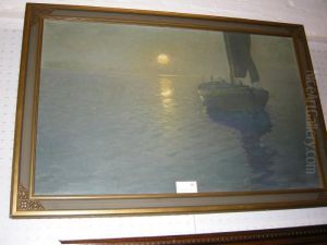 Segelbat I Solnedgang by Arvid Johansson