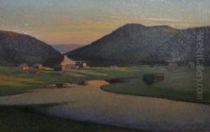 Insjolandskap Med Hus by Carl August Johansson