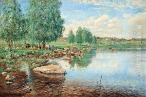 Landscape With Anglingboy by Carl August Johansson