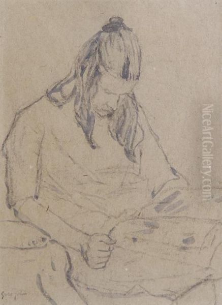 Seated Girl, Reading by Gwendolen John