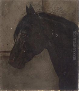 Black Horse In Stable by Clarence M. Johns