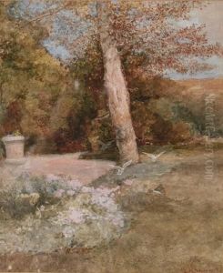 Garden Scene With Doves by Edward Killingworth Johnson