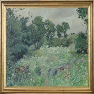 Landscape Withflowering Flowers And Trees by Erik William Johnson